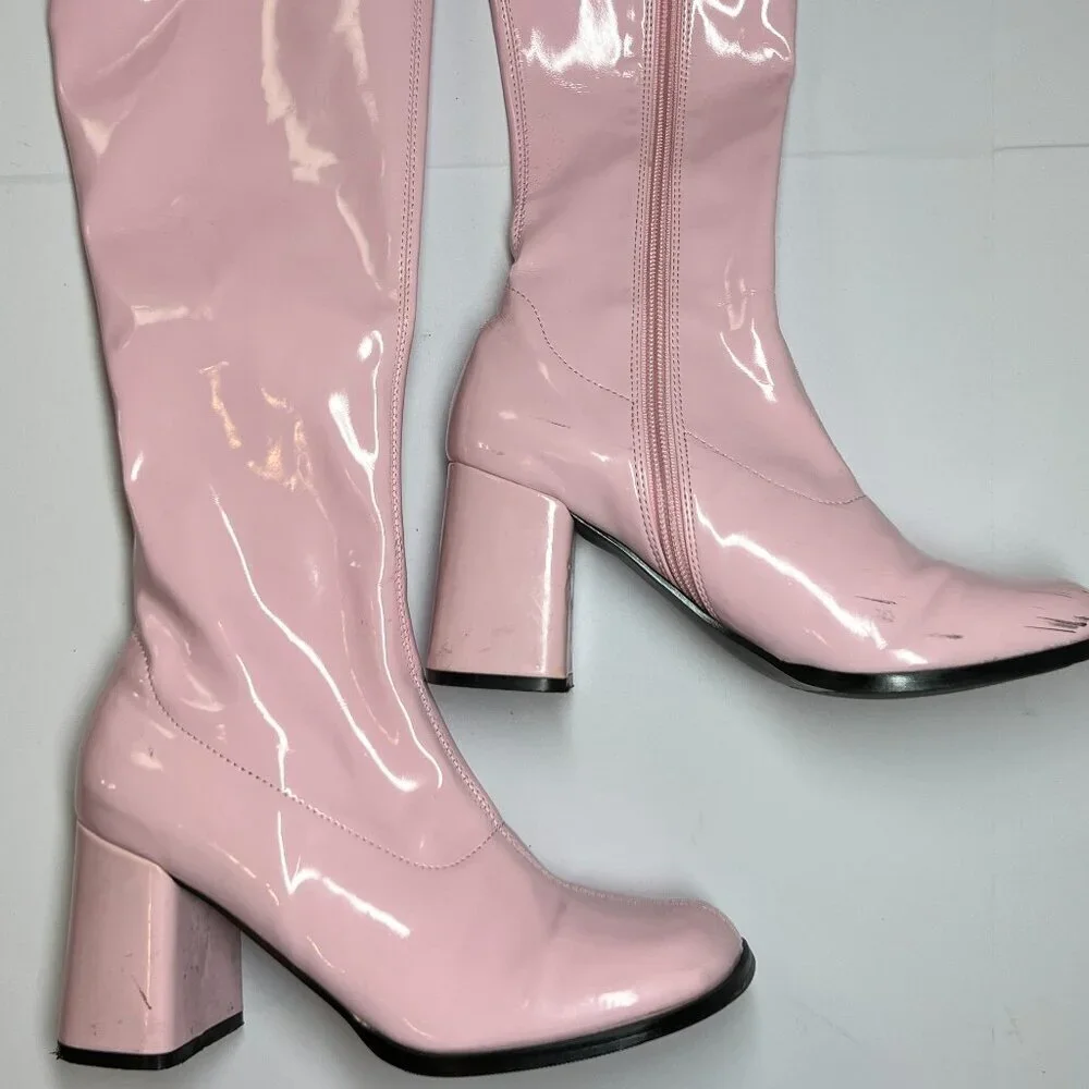 Pleaser Barbie Pink Block Heel Boots Size 6 - Picture 2 of 5